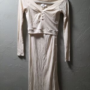 Mable Cream Long Sleeve Crop Top & Skirt Set